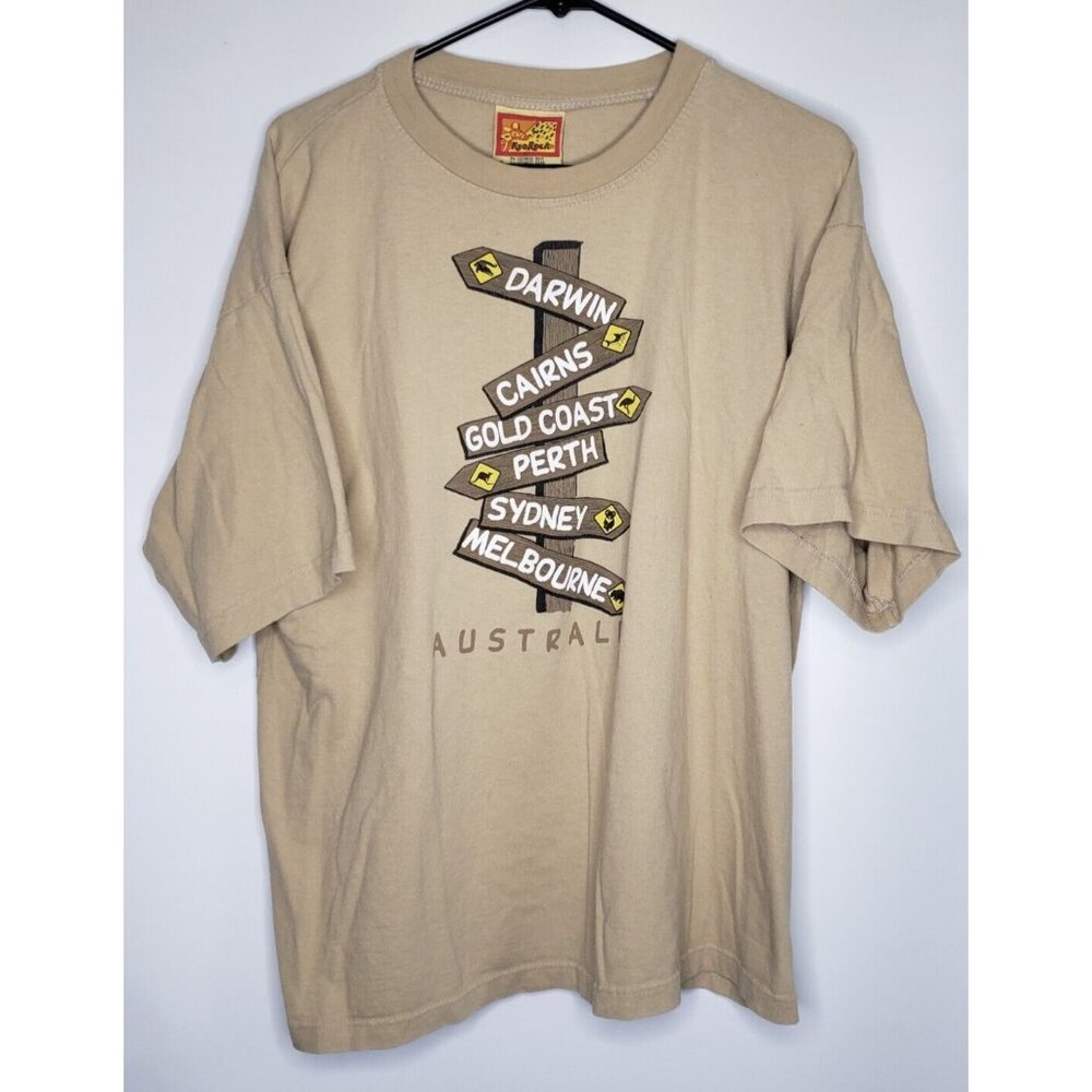 Roo Rock Men's XL City Directions Signs T-Shirt Cotton Australia Darwin Perth